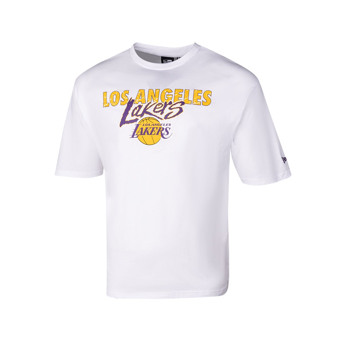 New era NBA Metallic Los Angeles Lakers Oversize Short Sleeve T-Shirt  White